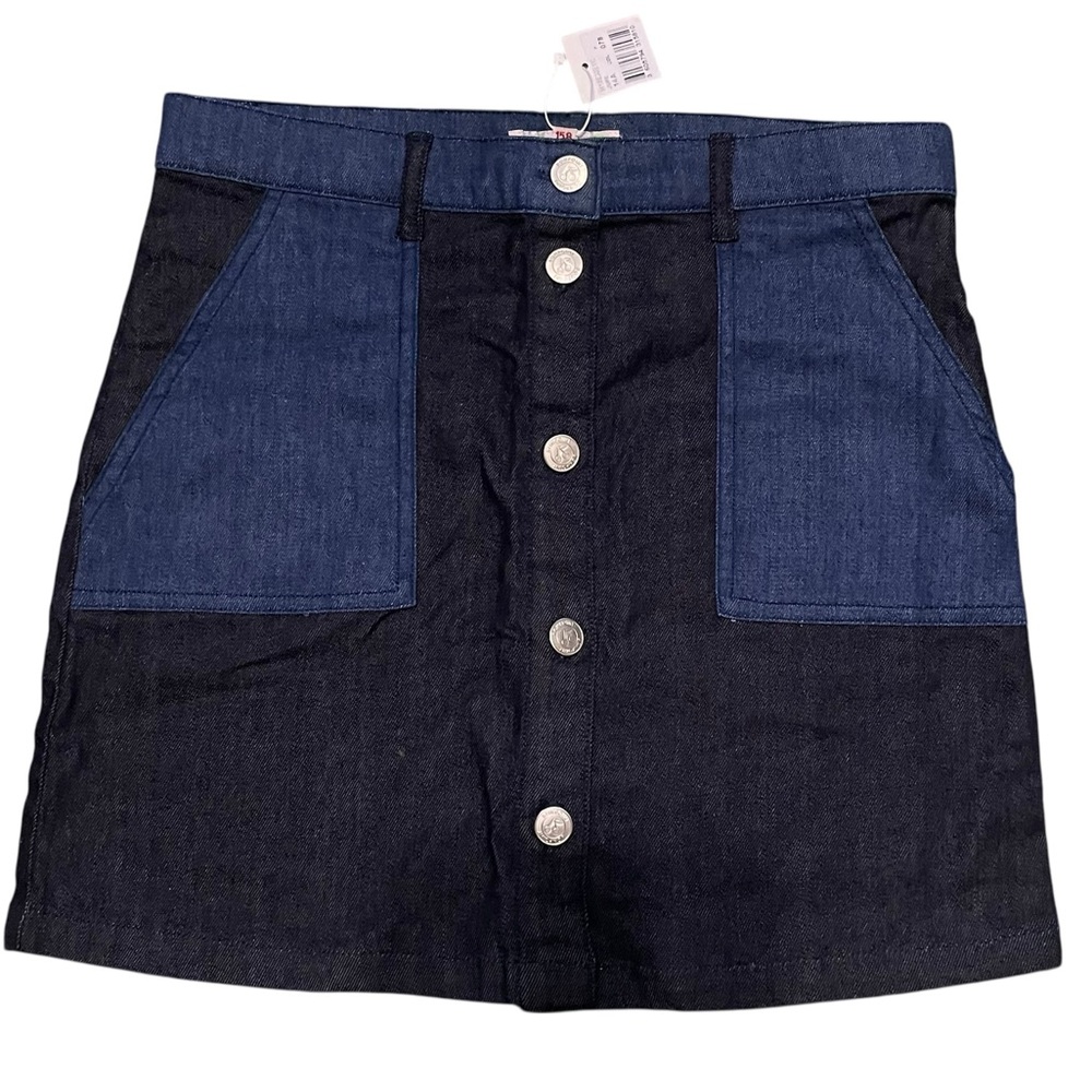 Bonpoint Girl's Blue Mini denim Buttons‎ front Skirt Size 14 Preppy Quiet Luxury